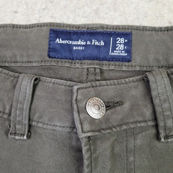 Abercrombie & Fitch Pants Mens Size 28x28 Moss Baggy Double Knee Canvas Workwear - Picture 4 of 13